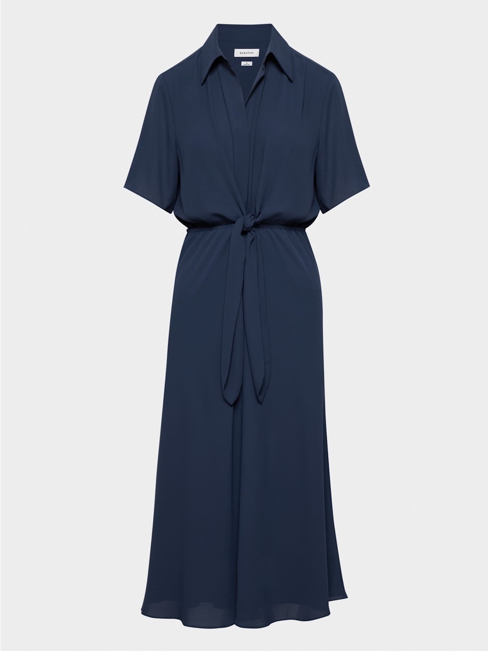 NWT Babaton x Aritzia Navy Abbey Shortsleeve Tie-Front Midi Popover Dress Medium